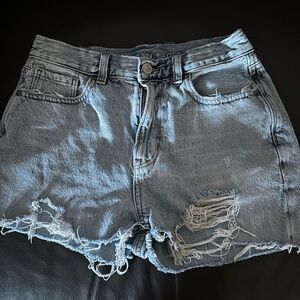 American Eagle Outfitters Light Blue Distressed Jean Shorts
